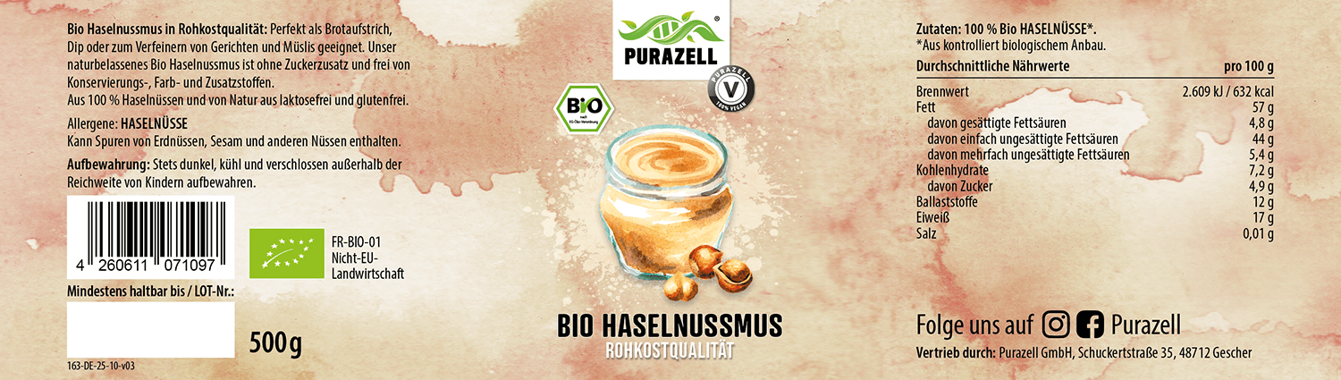 Bio Rohkost Haselnussmus 500 g