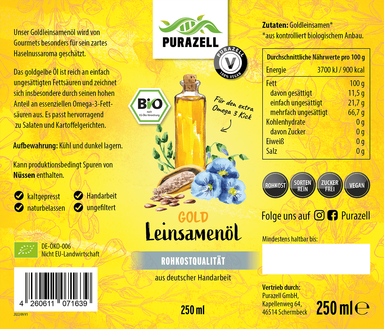 Bio-Leinsamenöl-Etikett