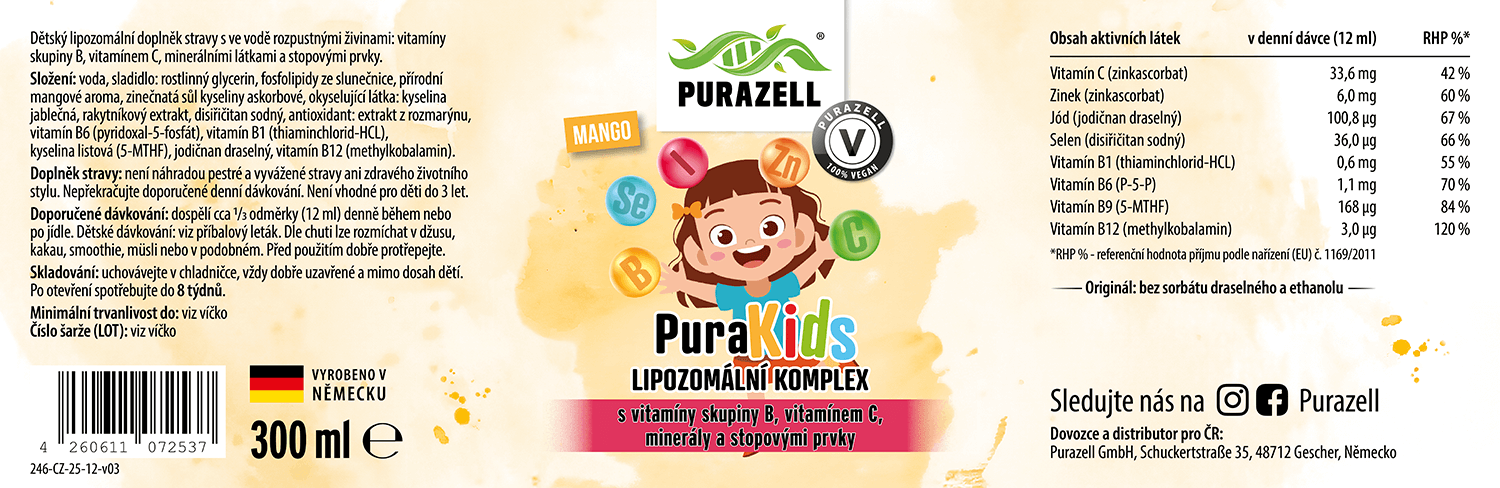 PuraKids lipozomální komplex - mango