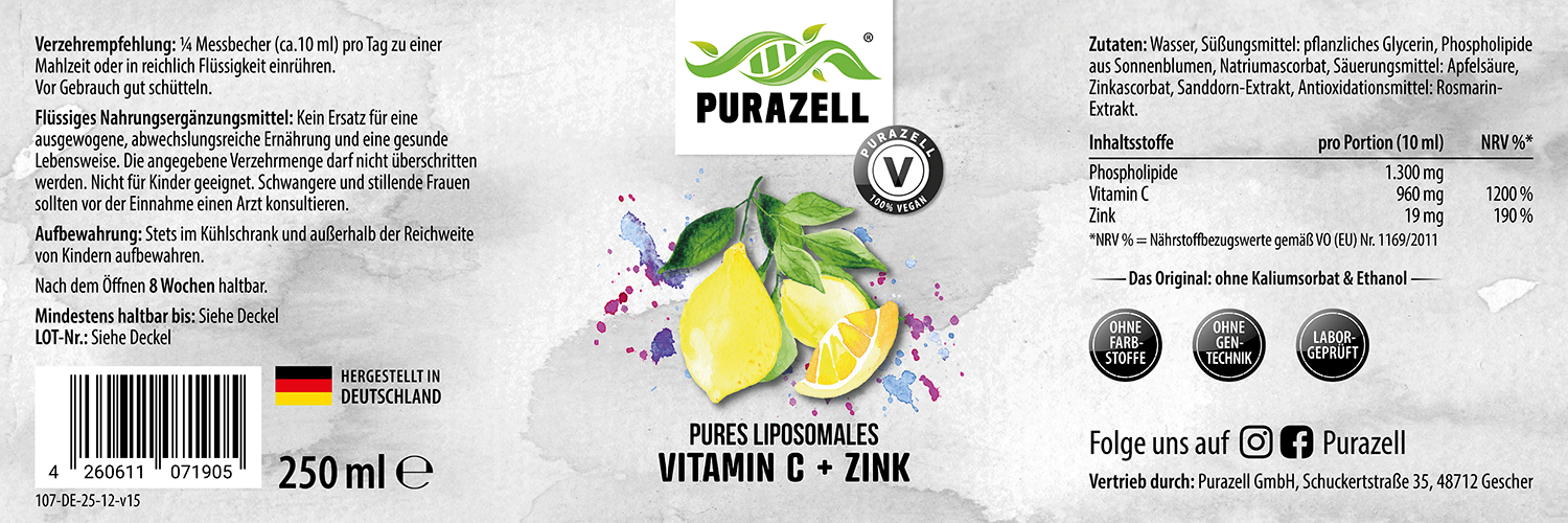 Pures Liposomales Vitamin C + Zink