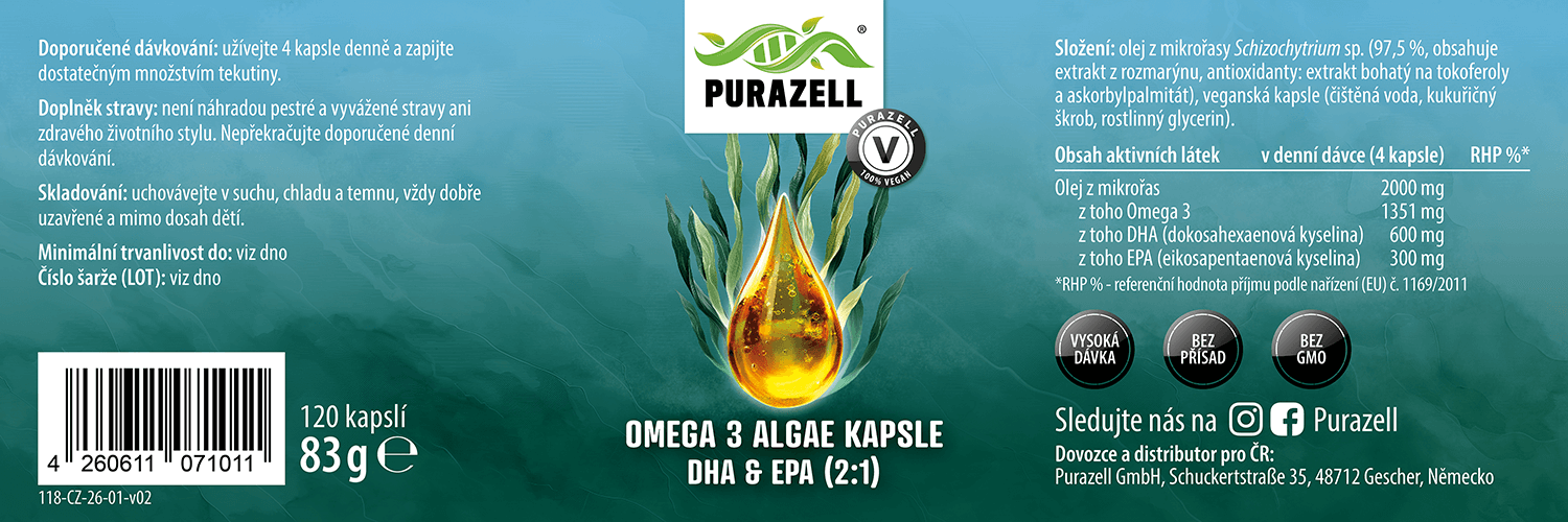 Omega 3 olej z mikrořas kapsle