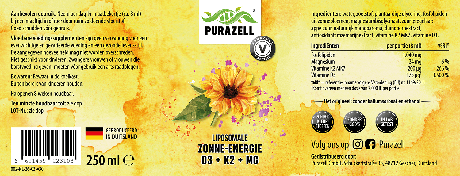 Liposomale vitamine D3 + K2 + MG