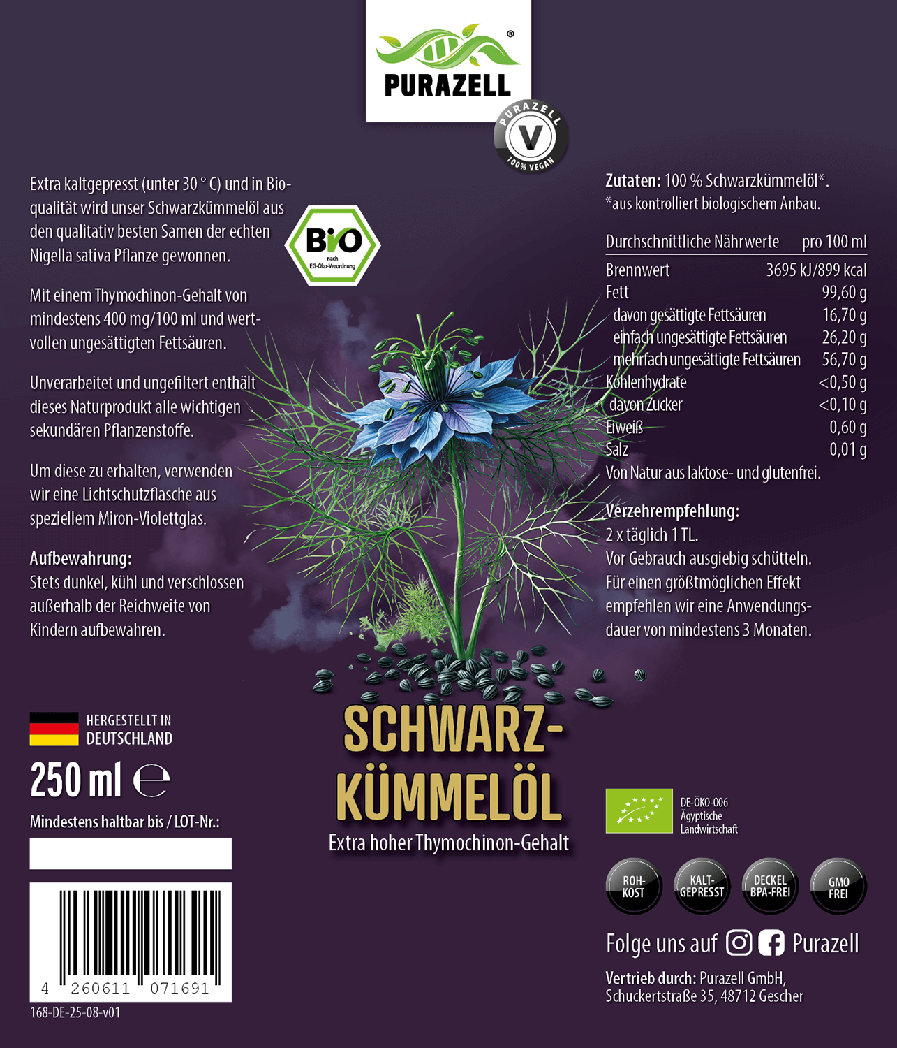 Organiczny olej z czarnuszki 250 ml