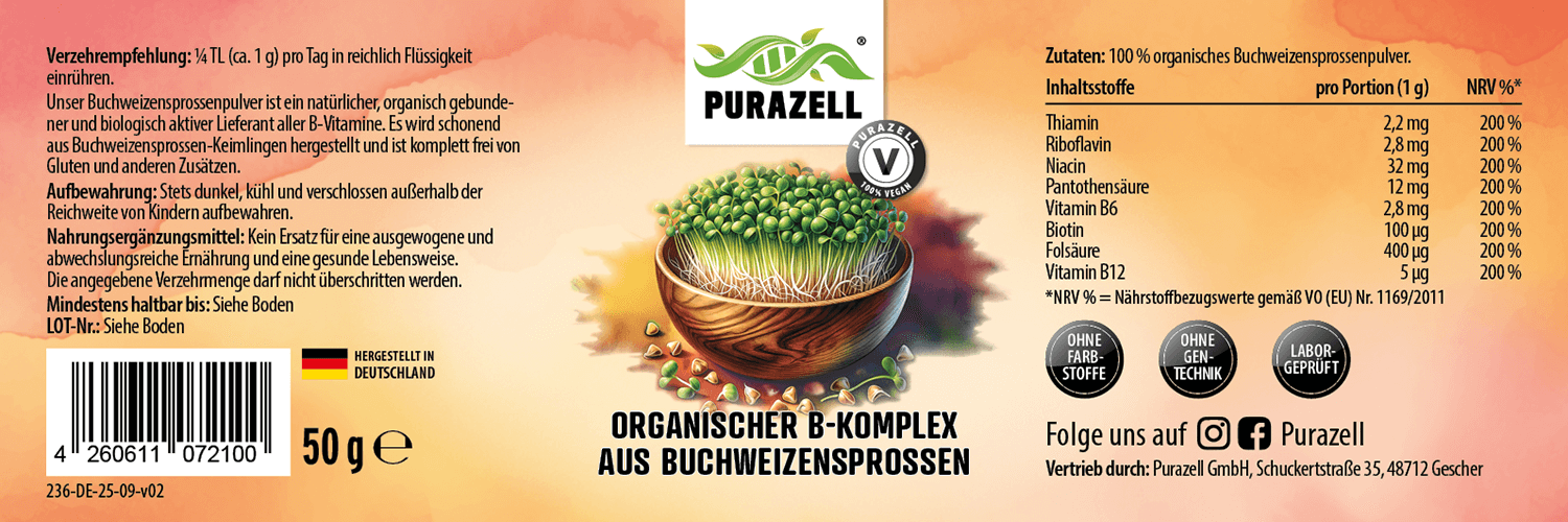 Organischer Vitamin B-Komplex aus Buchweizensprossen