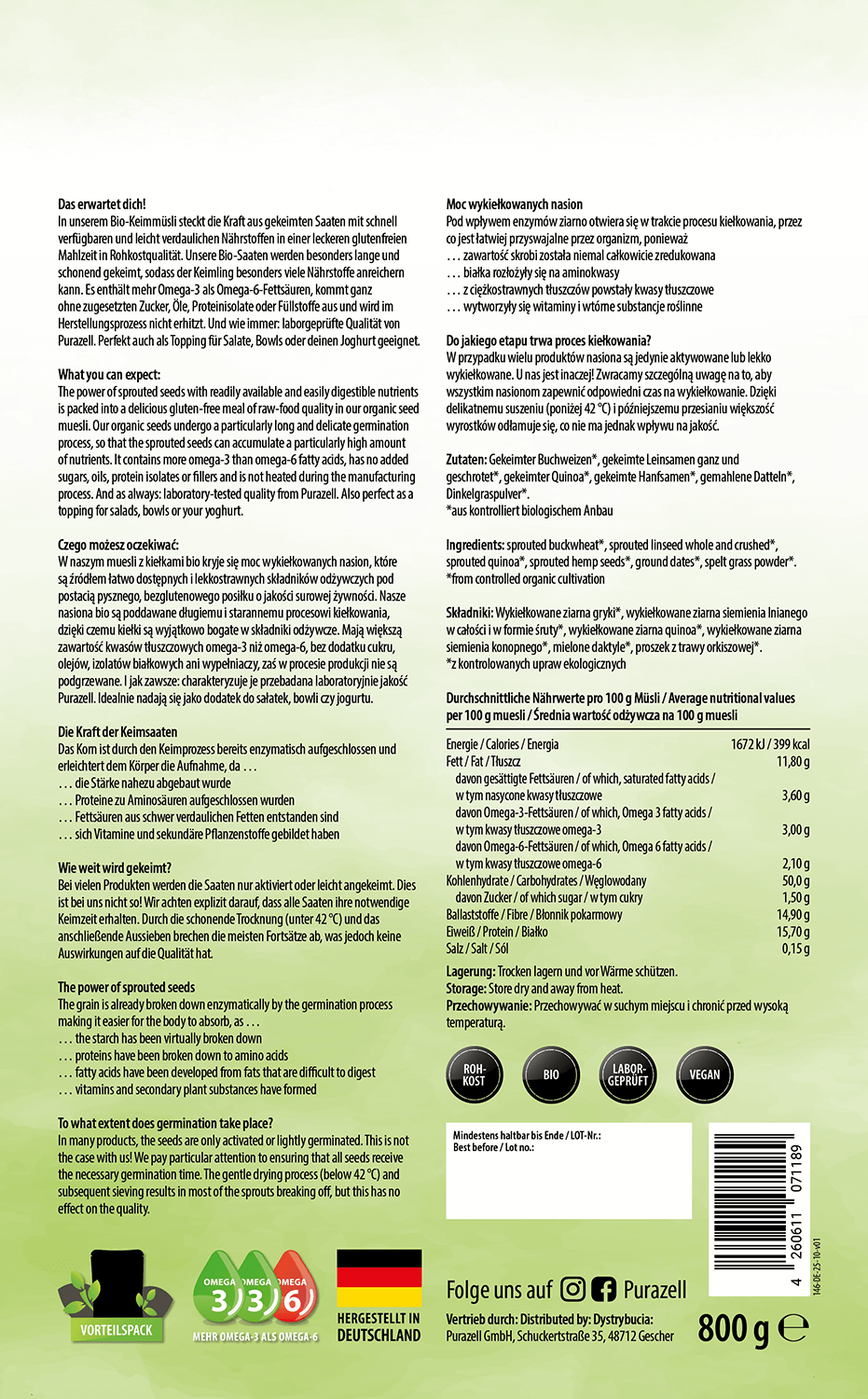 Bio Rohkost Keimmüsli Pur Vorteilspack
