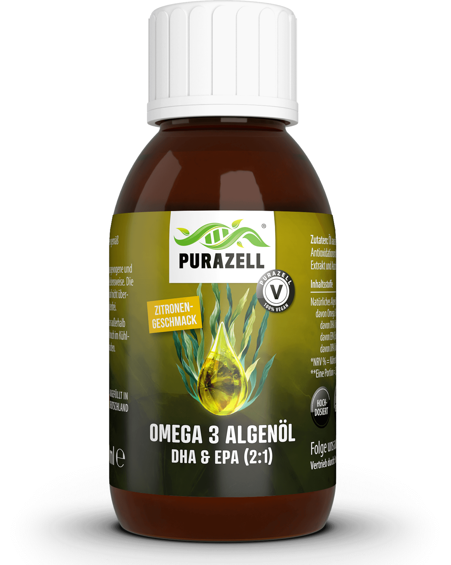 Omega 3 Algenöl DHA & EPA (2:1) - Zitrone