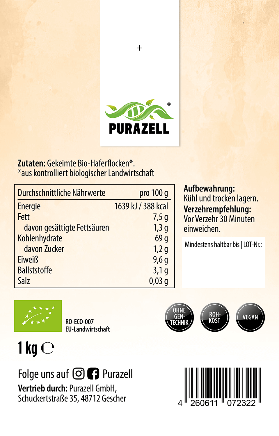 Gekeimte Bio-Haferflocken (Rohkostqualität)
