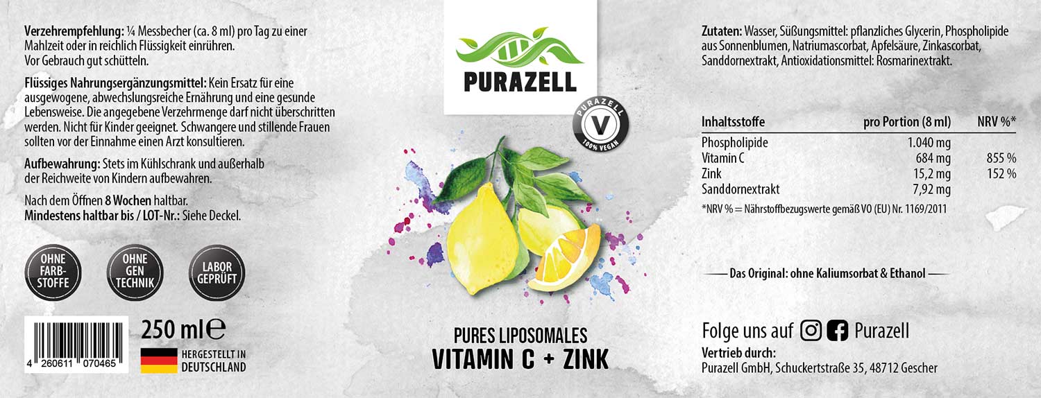 Pures Liposomales Vitamin C + Zink