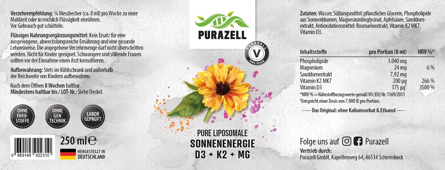 Pures Liposomales Vitamin D3 + K2 + MG