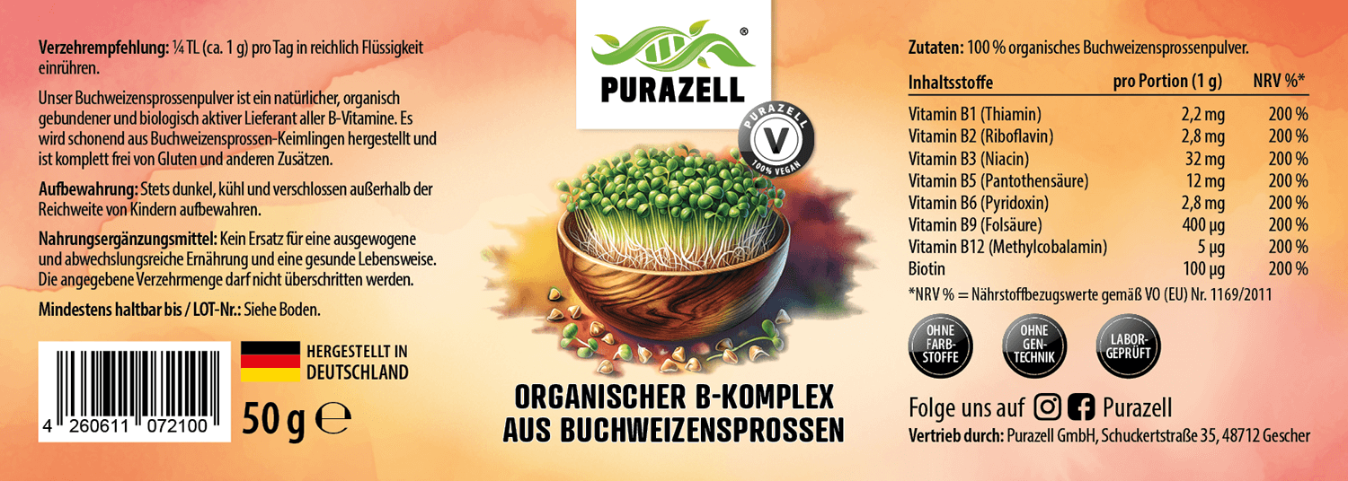 Organischer Vitamin B-Komplex aus Buchweizensprossen