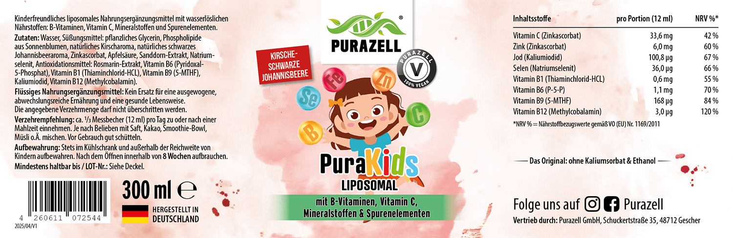 PuraKids Liposomal - Kirsche & schwarze Johannisbeere